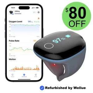 Oxímetro de pulso Wellue O2Ring O2 Ring Monitor de oxígeno con APP gratuita e informes de PC - Imagen 1 de 16