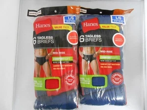 Hanes Men's Tagless Briefs 12-PACK Assorted Colors/Waistbands/Styles S, M, L XL - Picture 1 of 4