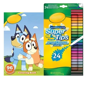 Juego de arte azul - Marcadores lavables Crayola SuperTips (paquete de 24) y color azul... - Imagen 1 de 4