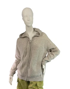 Felpa con cappuccio e zip bianca + Warren cashmere Luxe in avena $495 taglia media - Foto 1 di 9