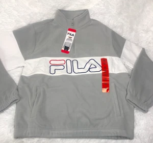 FILA Giacca Pile Donna Atletica Polare Mezza Zip Grigio Bianco Nuova Con Etichette - Foto 1 di 7