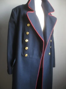 JOANNA HOPE MILITARY COAT UK 30 US26 LONG TRENCH navy blue duster machine wash - Picture 1 of 20