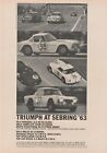 Vintage 1960's Race Car - TR4 Triumph at Sebring - 1963 Print AD