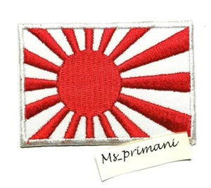 Bestickt Japan Flagge Aufnäher aufgehende Sonne rot weiß Abzeichen Bügeln/Nähen 6,5 x 4,5 cm - Bild 1 von 2