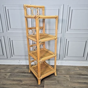 Retro Vintage Cane Bamboo Rattan Wicker Shelves Storage Shelf What Not - MCM - Picture 1 of 24