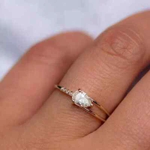 Real Moissanite 1.30Ct Pear Cut Women's Engagement Ring 925 Sterling Silver Ring - Picture 1 of 6