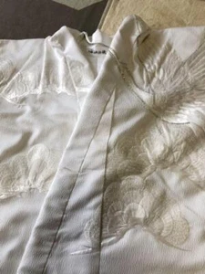 Used Bride Costume Kimono White Uchikake Embroidery Rhinestones L180cm - Picture 1 of 9