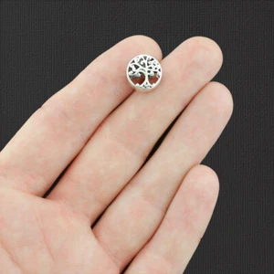 Tree of Life Spacer Metal Beads 12mm - Silver Tone - 4 Beads - SC7652 - Picture 1 of 2
