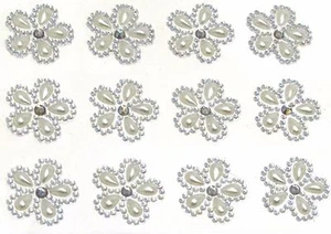 12 gemas de adornos autoadhesivos de perlas y diamantes cristales de flores artesanales de 25 mm - Imagen 1 de 1