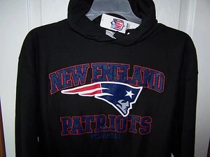 New England Patriots Black Hooded Sweatshirt    Men's XL    New with Tags - Picture 1 of 1