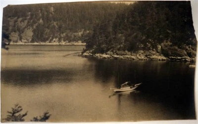 BC CANADA Grande Fotografía Original Yate Half Moon Bay ca1920 Foto 1 de 2
