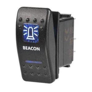 Narva 12 Volt Illuminated Off/On Sealed Rocker Switch with 'Beacon' Symbol (Blue - Picture 1 of 2
