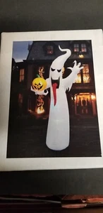 Halloween Self Inflating 6' Ghost And Jack O Lantern NEW - Picture 1 of 8