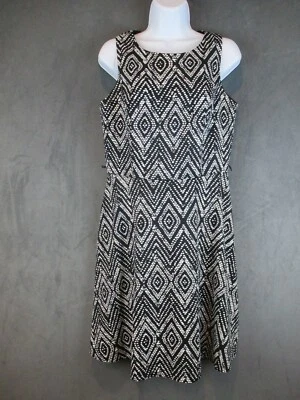 Dressbarn Dress Womens Size 8 Black Geometric Sheath Lined Top - Image 1 of 4