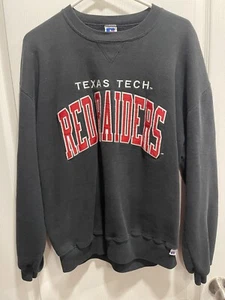 Vintage Texas Tech Red Raiders Sweatshirt Mens XL Black Red Pullover USA 90s - Picture 1 of 8
