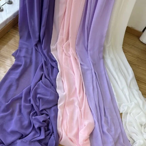 Pink Purple Chiffon Fabric Drape Dress Clothing,Decoration Handmade DIY Material - image 1 of 4