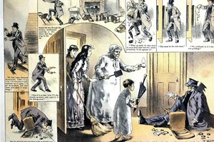 Helped Himself to Late Dinner 1887 BAD IDEA MADE a  MESS TAKEN FOR THIEF Puck - Picture 1 of 12