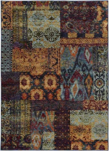 Multi-Color Curls Dots Blocks Patchwork Area Rug 7137A - Aprx 6' 7" x 9' 6" - Picture 1 of 1