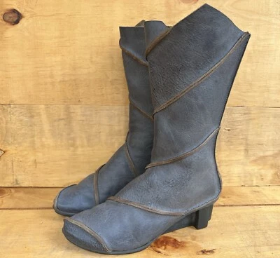 TRIPPEN Germany Women's Medieval Gray Leather Wedge Boots Size EU 38| US 7 - Image 1 of 4
