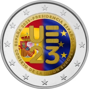 2 Euro Gedenkmünze Spanien 2023EU mit Farbe / coloriert / Farbmotiv - Bild 1 von 1