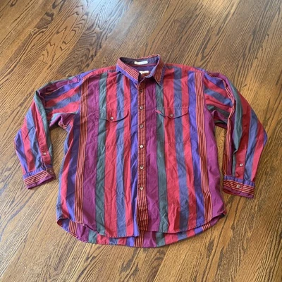 Camisa masculina Perry Ellis vintage tamanho XL 90s Y2K colorida botão para baixo 100% algodão - Imagem 1 de 4