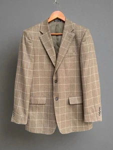 Valentino Men’s Premium Wool Blazer 50 IT Brown Windowpane Check Made in Italy - Picture 1 of 13