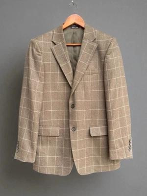 Valentino Men’s Premium Wool Blazer 50 IT Brown Windowpane Check Made in Italy - Image 1 of 4