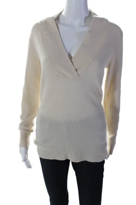Suéter suéter tejido acanalado cuello en V cachemir crema talla M J Crew para mujer Foto 1 de 4