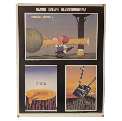 Salvar la naturaleza propaganda urss - PÓSTER 1979 - LA PÉRDIDA DE BOSQUES ES IRREVERSIBLE Foto 1 de 4