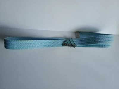 Adidas Azul Tres Rayas Tejido Cinturón Esmalte Logo Hebilla Talla Única 1.25” Ancho Foto 1 de 4