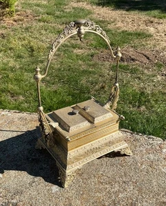 Antique Victorian Middletown Silverplate Mechanical Footed Jewelery Box Casket - Picture 1 of 15