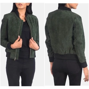 NUEVO CON ETIQUETAS The Jacket Maker bliss gamuza cuero bomber chaqueta grande $290 - Imagen 1 de 14