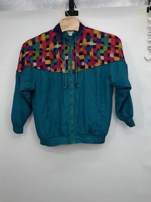 Chaqueta Bomber Robert Stock Limited Vintage Años 80 90 Patchwork Esmeralda 100% Seda Foto 1 de 4