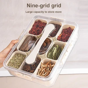 Divided Serving Tray Food Dispenser Kitchen Storage Box 9 Compartments Snack Box - Picture 1 of 8