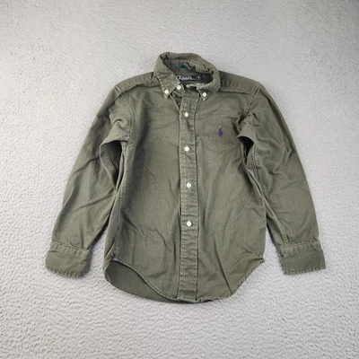 Polo Ralph Lauren Youth Boys Small Button Up Long Sleeve Shirt 100% Cotton Green - Image 1 of 4