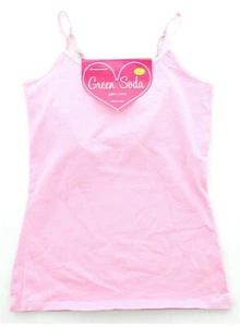 Green Soda Girls Youth Cotton Spandex Cami Tank Top with Shelf Bra Pink XL/16 - Picture 1 of 2