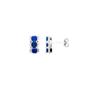orecchini donna barretta argento 925 anallergico zirconi blu e bianchi 4you - Foto 1 di 3