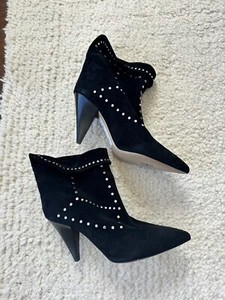 Isabel Marant Black Suede Studded Story Lisbo Ankle Boots, Size 39, NIB - Picture 1 of 24