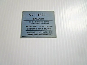 3/26/1945 JIMMY HATCHER v TOMMY ROTOLO BOXING TICKET STUB MUNICIPAL AUDITORIUM - Picture 1 of 2