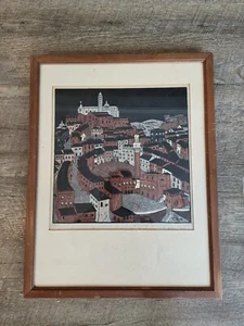 WIKTORIA GORYNSKA c 1930 WOODCUT PRINT "Sienna" No. 5; FRAMED, SIGNED - Picture 1 of 7