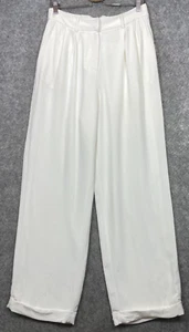 Lilysilk High-Waisted Wide Leg Dense Silk Pants Womens 12 Ivory Quiet Luxury - Picture 1 of 14