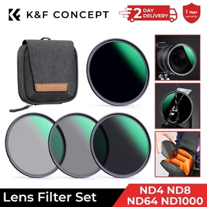 K&F Concept ND4 ND8 ND64 ND1000 Filter Set for Camera Lens+ Filter Pouch 49-82mm - Picture 1 of 108