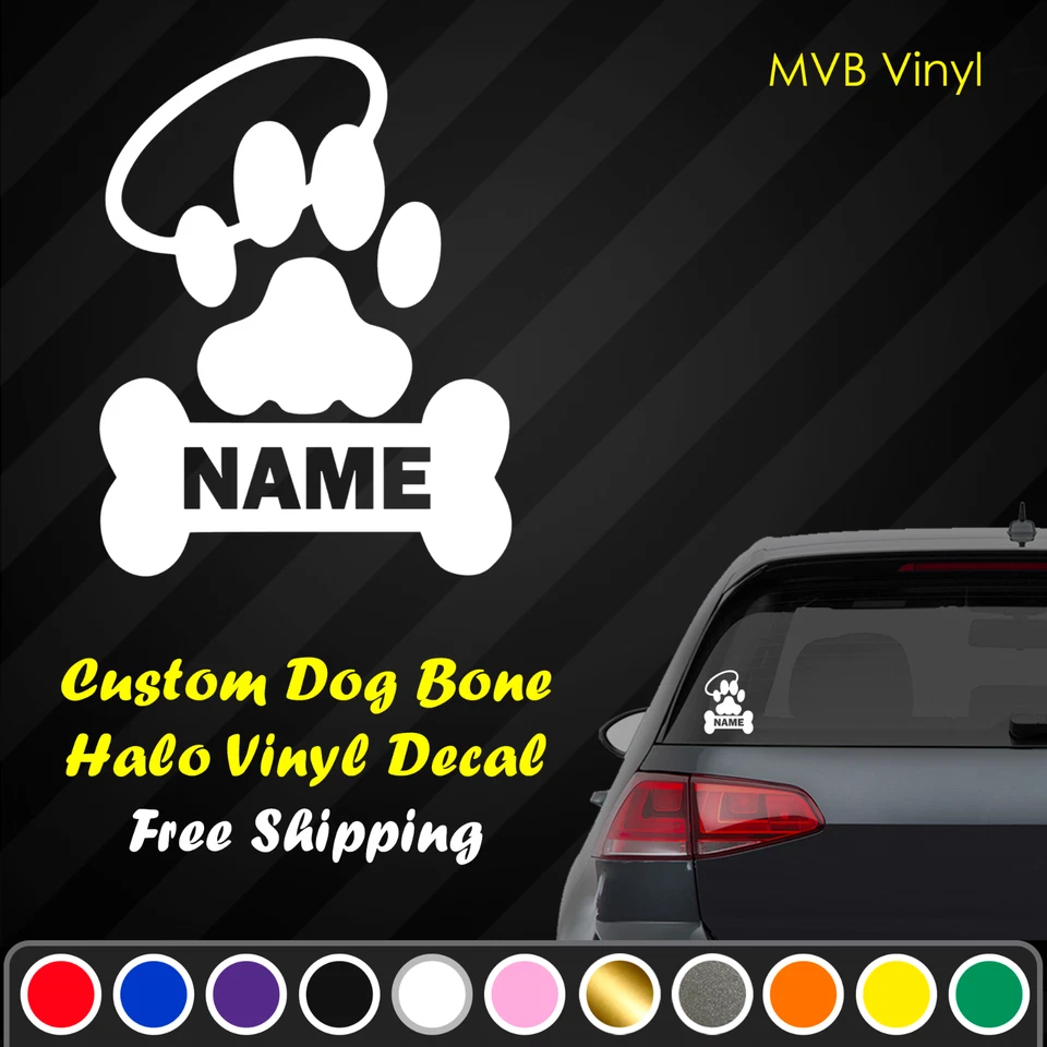 Custom Dog Paw Bone Halo Vinyl Decal Sticker | Rest in Peace Memorial Memory 235 - Image 1 of 4