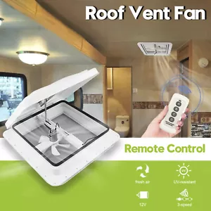 14"Caravan Skylight Roof Vent Remote Control Camper Motorhome RV Exhaust Fan 12V - Picture 1 of 13
