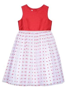 Girls Red & White Polka Dot Tulle Holiday Party Special Occasion Dress - Picture 1 of 1