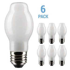 6 Pack Satco S21337 LED Filament 120V 8W BT15 Medium E26 White 2700K Warm White - Picture 1 of 12