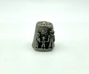 Vintage THIMBLE PEWTER NICHOLAS GISH SIGNED "AMISH THIMBLE" FAMILY HEART - Picture 1 of 5