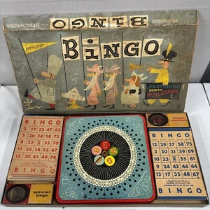 Vintage Pressman Bingo 50's 60's Bingo with Metal Spinner Made in USA Fun - Picture 1 of 7