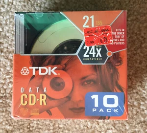 TDK Data CD-R Disc 10 Pack 21 Min CD-RW Digital Cameras MP3 Computer Writers NEW - Picture 1 of 8