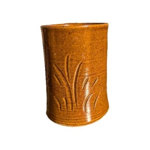 Studio Art Vase Signed Edna Bacon Pottery Hand Thrown Glazed Brown  5" Tall - Bild 1 von 6